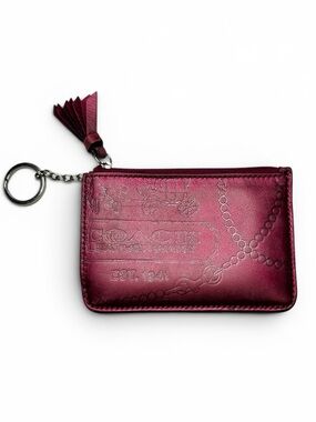 Coach Y2K Metallic Pink Key Pouch Coin Purse Card Holder